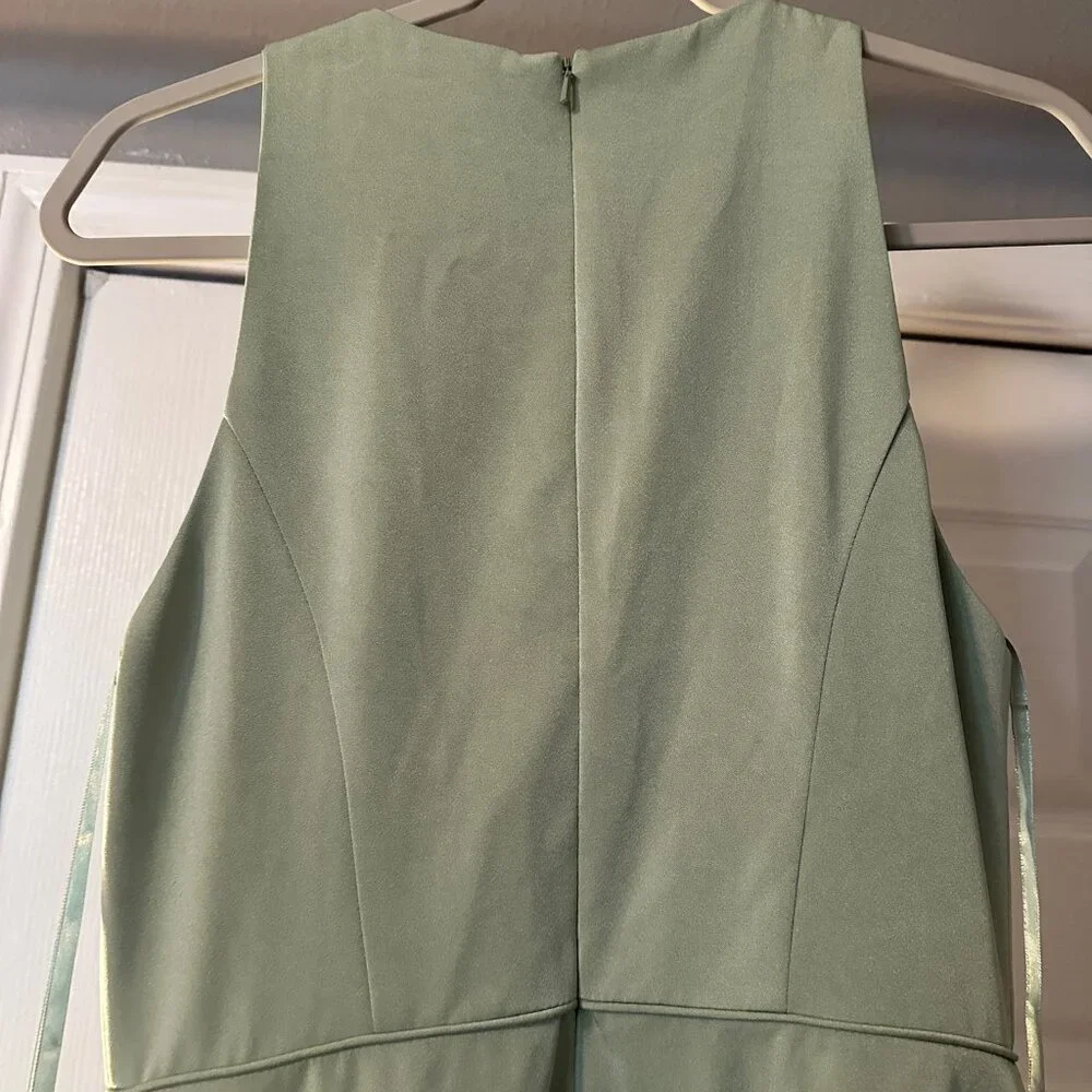 IEENA for Mac Duggal Sage Green Tiered Ruffle Dress Size 2 Cocktail NWOT - Picture 10 of 10